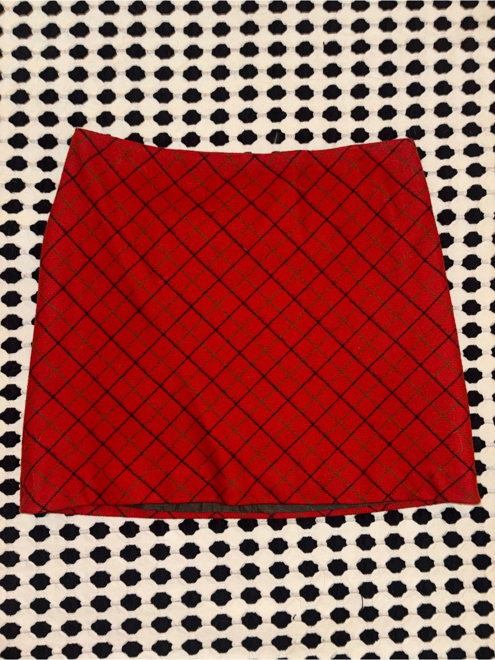 Vintage J. Crew Red Mini Skirt with Black Windowpane